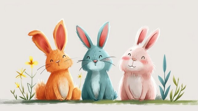Delightful Cartoon Illustrations of Animals: Rabbits, Mice, Dogs, and More - AI Generated