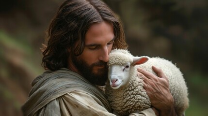 Jesus Christ with Easter Lamb - AI Generated