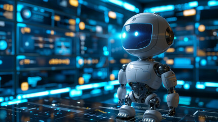 Fototapeta premium An interface showing a chat bot solving complex problems, chat bot concept, dynamic and dramatic compositions, with copy space