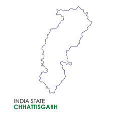 Chhattisgarh map of Indian state. Chhattisgarh map vector illustration. Chhattisgarh vector map on white background.