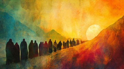 Sacred Pilgrimage: Abstract Biblical Illustration - AI Generated