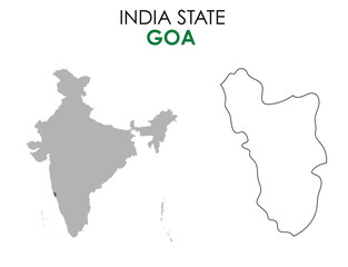 Goa map of Indian state. Goa map vector illustration. Goa vector map on white background.