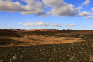 View in the Myvtan National park located in northern Iceland in the vicinity of the Krafla volcano