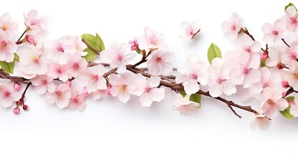 amazing banner with blooming tree branches on a white background.