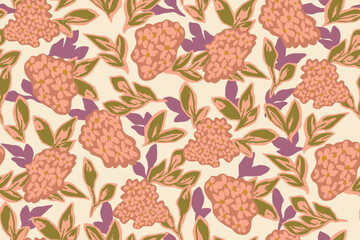 Abstract floral seamless pattern. gouache painting
