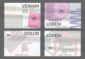 Flyer Layout with Paper Cut Simple Layered Geometric Shapes