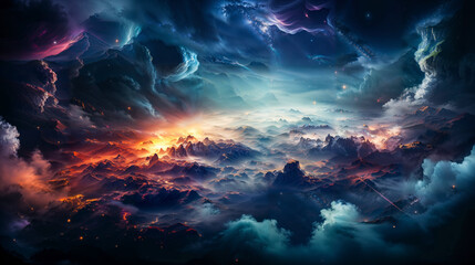 Fototapeta na wymiar Ethereal Dreamscape: Colorful Nebula in Starry Universe