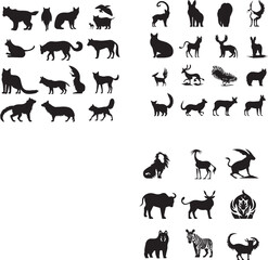 Set of Animal Silhouette vector on white background