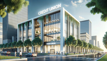 Modern Bank Building Emphasizing 'CREDIT UNION'