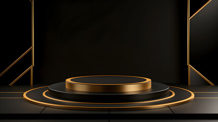 black and gold luxury blank podium display product presentation