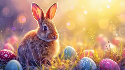 Easter Bunny Illustration with Rabbit - AI Generated