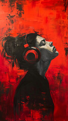Painting of Woman Wearing Headphones, Music and Art Collide in This Captivating Piece