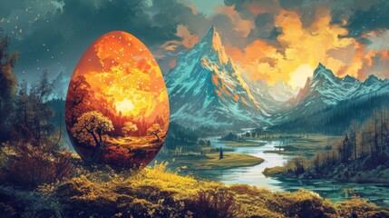 Fantasy Landscape Easter Egg - AI Generated
