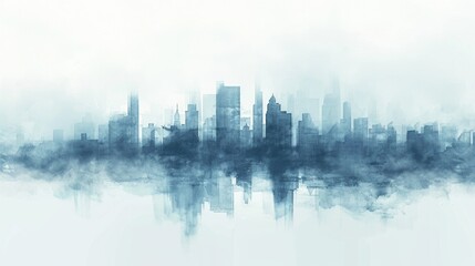 A painting of a city skyline enveloped in a mysterious fog. This artwork captures the ethereal beauty of urban landscapes. Ideal for adding a touch of intrigue to any space