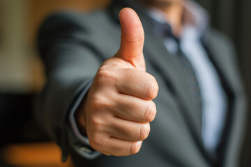 buisness man showing thumbs up sign, ps edit and sharpened