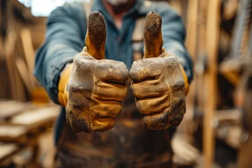 Foto op Canvas craftsman showing thumbs up sign, ps edit and sharpened © MaJe Pictures