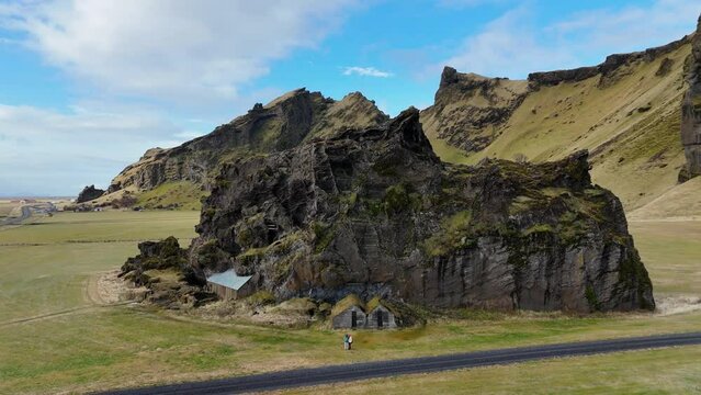 Incredible Elves House in Iceland 4K drone shot