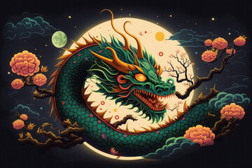 Illustration of traditional Chinese Dragon. AI Generated