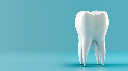 A dental care background featuring 3D white teeth with ample copy space in blue backdrop