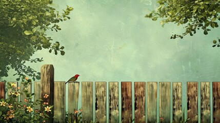 Obraz premium Bird Perched on Wooden Fence, Nature Photography Picture