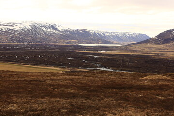 View on a mountain in the Northeastern Region of Iceland