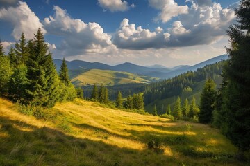 Carpathian mountain sunny landscape