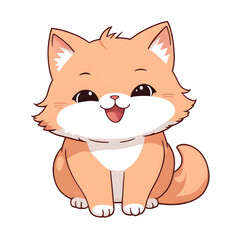 A Peach Fuzz  Color Cat Illustration with Transparent Background