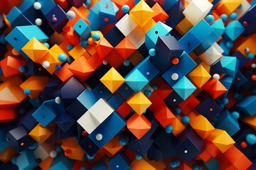 Immerse yourself in the mesmerizing world of geometric art with this intriguing 3D representation - obrazy, fototapety, plakaty