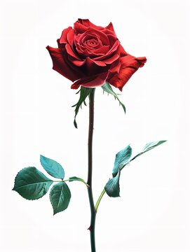 Red Rose Isolated on White Background - Stock Photo