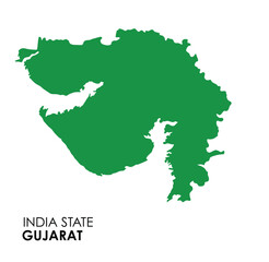 Gujarat map of Indian state. Gujarat map vector illustration. Gujarat vector map on white background.