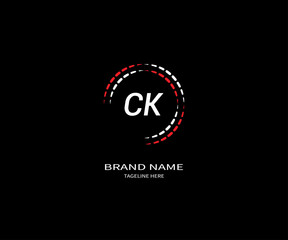 Abstract CK letter logo Design. With black background.