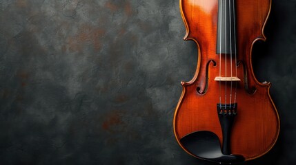 Fototapeta na wymiar A music-themed background with a violin as the main focal point, accompanied by ample copy space