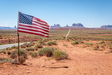 american flag in the desert