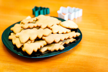 Freshly baked Christmas tree cookies
