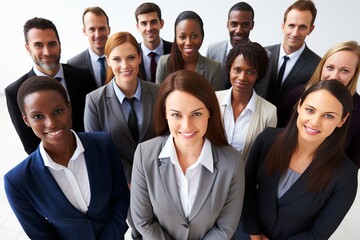 Fototapeta premium Business professionals in a collaborative circle. faces united for synergy and teamwork