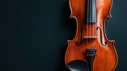 Music-themed background featuring a violin as the central focus, with generous copy space.