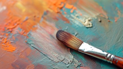 Obraz premium Close-Up of Brush on Painting