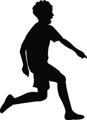 a boy running body silhouette vector