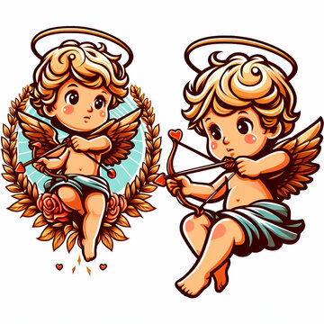 Cupid angel vector illustration on white background