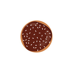 Donut vector icon flat or logo. Sweet chocolate icing donut top view. Vector element for minimal design