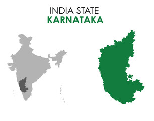 Karnataka map of Indian state. Karnataka map vector illustration. Karnataka vector map on white background.