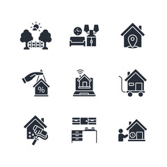 House or Real estate icon set.vector.Editable stroke.linear style sign for use web design,logo.Symbol illustration.