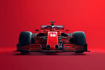 Poster Formula 1 Car, Formula 1 Racing Car, F1 Car isolated on solid red background. © Noize