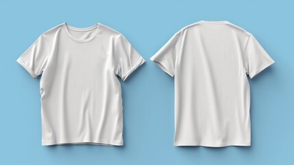 White t-shirt on a vibrant blue background. Versatile image for fashion, apparel, or branding projects