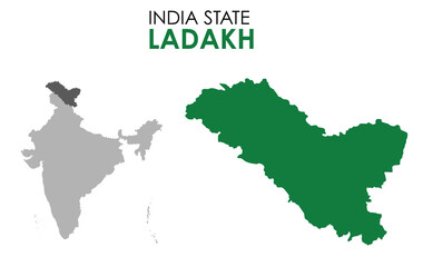 Ladakh map of Indian state. Ladakh map vector illustration. Ladakh vector map on white background.