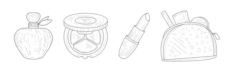 Hand Drawn Female Things and Accessory Sketch Vector Set