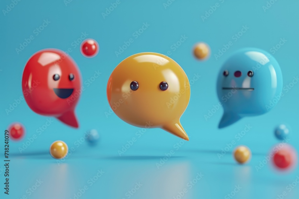 Aufkleber Three different colored speech bubbles. Ideal for communication and dialogue concepts