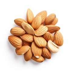 Almond top view isolated on a white background