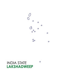 Lakshadweep map of Indian state. Lakshadweep map vector illustration. Lakshadweep vector map on white background.