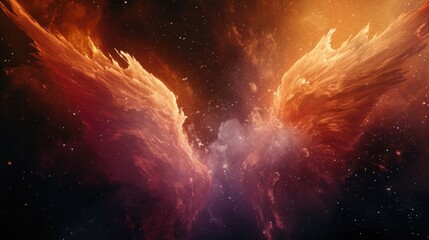 A stunning image of a firebird in a mesmerizing space scene. Perfect for adding a touch of magic and mystery to your creative projects